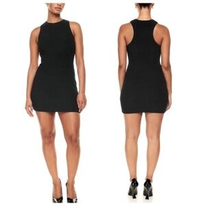 Aritzia Babaton Sculpt Knit Racer Mini Dress Black Ribbed Sleeveless Size Medium